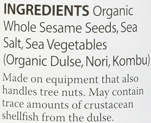 Organic Seaweed Gomasio - Sesame Seeds Seaweed & Sea Salt 3.5 Ounce (100 Grams) Jar