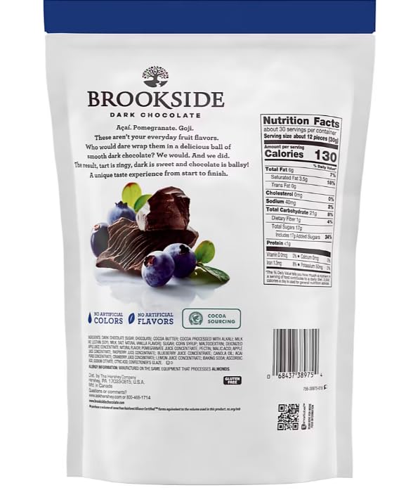 The Kitchen Queen Brookside Dark Chocolate Acai And Blueberry Flavored Snacking Chocolate, 32 Oz Bag, Full Size
