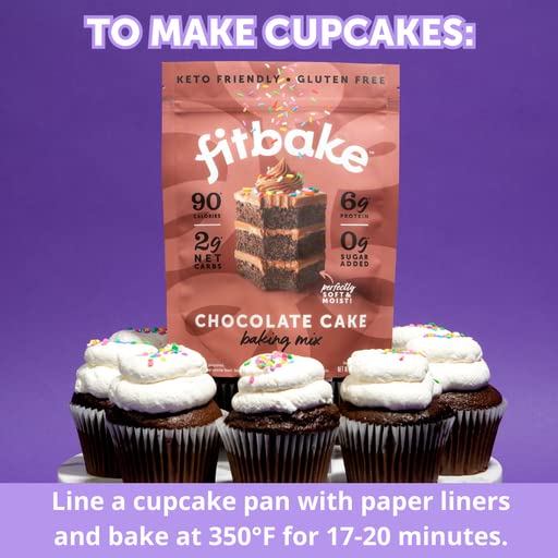 Fitbake Chocolate Cake Baking Mix | 2G Net Carbs | Keto Friendly Low Carb Food | No Added Sugar Keto Snack | Zero Sugar & Gluten