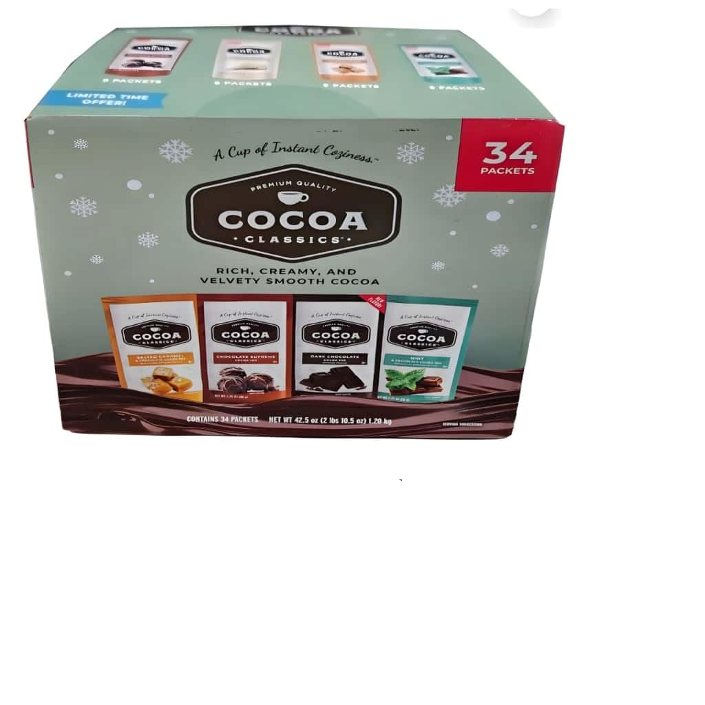 Cocoa Classics Hot Cocoa Mix Variety Pack 34 Count 4 Flavors - Chocolate Supreme Dark Chocolate Salted Caramel Mint