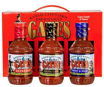 Gates Bar-B-Q Sauce 3-Bottle Set Gift Pack - Gates Barbecue Original Classic Sauce, Sweet & Mild BBQ Sauce, Extra Hot Barbeque S
