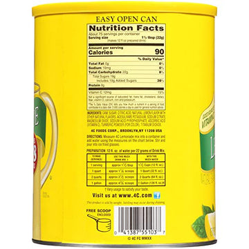 4C Powdered Drink Mix Cannisters, Lemonade, 28 Quarts, Family Sized Cannister, Thirst Quenching & Refreshing Flavors (Lemonade, 3.62 Pound (Pack Of 3))