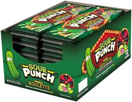 Sour Punch Sour Candy Pickle Roulette Straws - 12 Pack