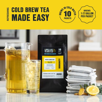 Tiesta Tea - Meyer Lemon Zest Cold Brew, Premium Loose Leaf Blend, Non-Caffeinated Iced Tea, 10 Cold Brew Tea Packets - Brews On