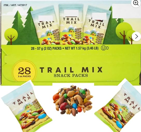 Top-Grade Trail Mix Snack Packs 2 Oz 28-Count