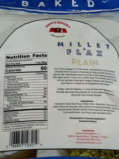 Sami'S Bakery Millet & Flax Chips (Plain, 3)