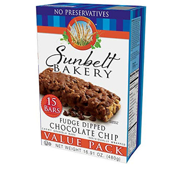 Sunbelt Bakery Fudge Dipped Chocolate Chip Chewy Granola Bars, 30-1.1 Oz Bars (2 Boxes)