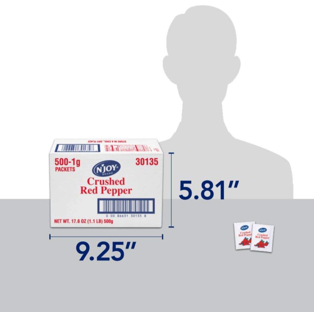 N'Joy Crushed Red Pepper | 1G Packets, 500 Count | Single Serve Portion | Bulk Size