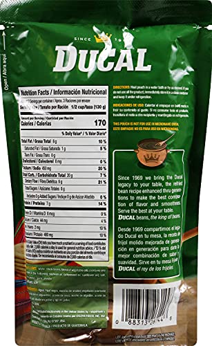 Ducal Refried Black Beans Pouch - Non-GMO, Gluten-Free, 14.1 oz (Pack of 18) - High Protein & Iron, Cholesterol Free