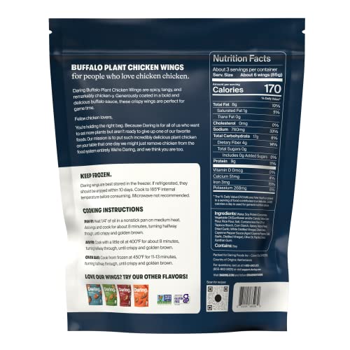 Daring Buffalo Plant Chicken Wings, Vegan, 8oz Pouch (Frozen)