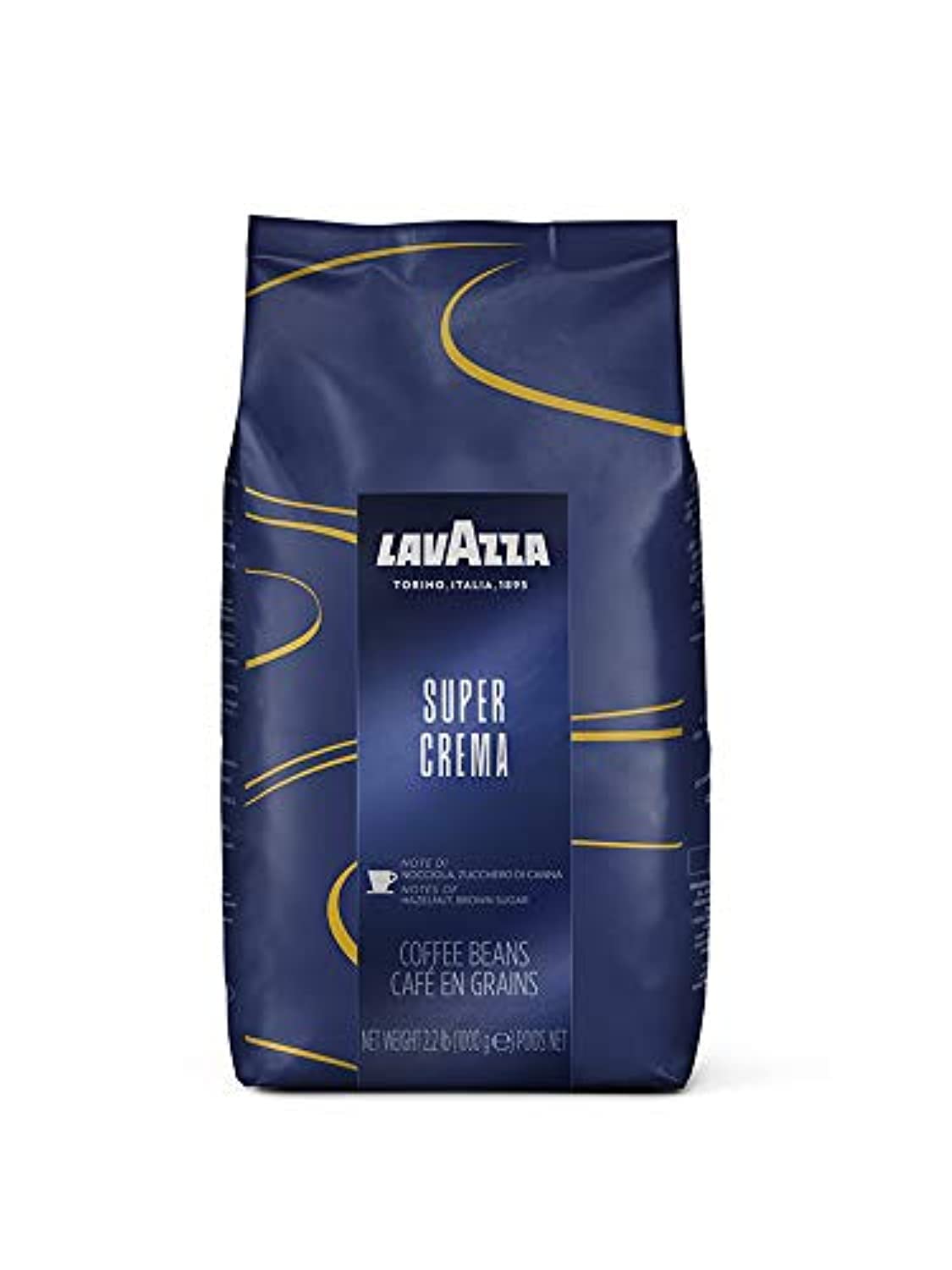 Lavazza Super Crema Whole Bean Coffee, Medium Espresso Roast, Arabica And Robusta Blend, 2.2 Lb Bag, Package May Vary (Pack Of 6)