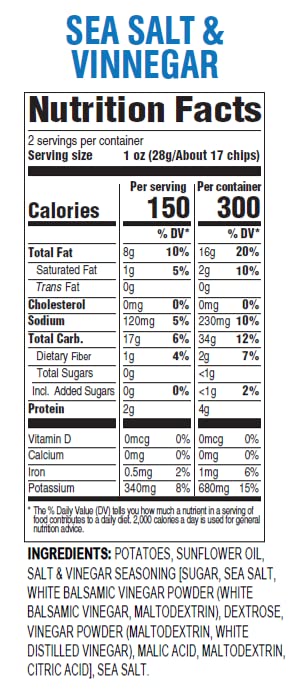 Hal'S New York Kettle Cooked Gluten Free Sea Salt & Vinegar Flavored Potato Chip Crisps, 2 Oz (Pack Of 6)