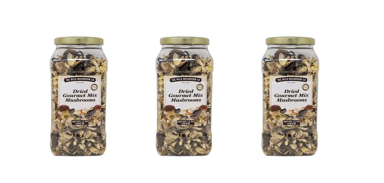 The Wild Mushroom Co. Dried Gourmet Mix European Mushrooms - 3 Pack, 12 Ounces (340g)