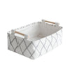 Lufofox Decorative Collapsible Rectangular Fabric Storage Bin Organizer Basket With Wooden Handles For Clothes Storage,154X106X5