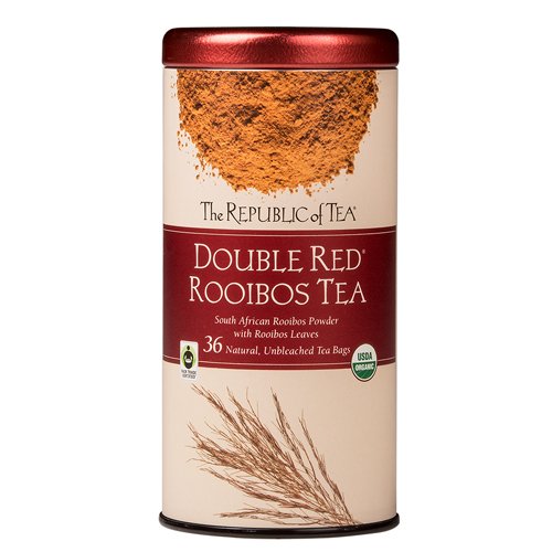 The Republic of Tea Organic Double Red Rooibos Powder & Leaves, Naturally Caffeine-Free, 36 Count