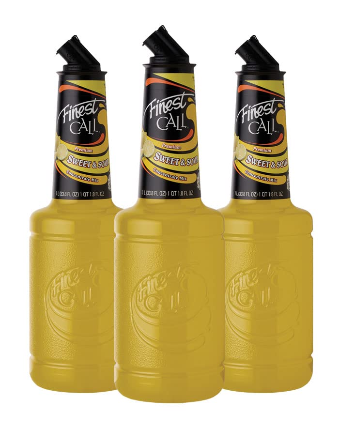 Finest Call Premium Sweet & Sour Drink Mix, 1 Liter Bottle, Pack of 3, 33.8 Fl Oz