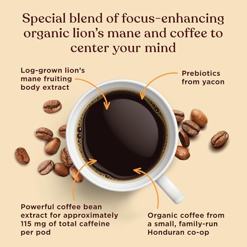 Four Sigmatic Mushroom Coffee K-Cups, Organic Dark Roast, Focus & Immune Support, Vegan & Keto, 48 Count
