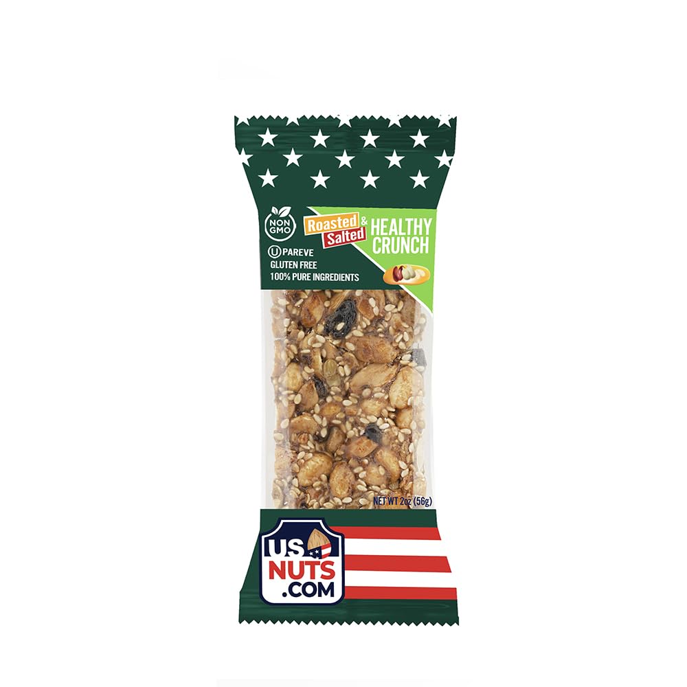 Nutty Crunchers Roasted and Salted Honey Crunch Bar Healthy Mix, 12 Bars/box