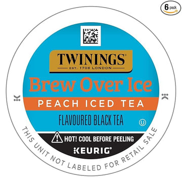 Twinings Brew Over Ice Unsweetened Peach Black Iced Tea K-Cup Pods For Keurig, 12 Count (Pack Of 6), Caffeinated