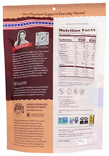 Kettle Heroes Kettle Corn - Original Sweet & Salty - 5 oz, 6 Pack - Non-GMO, Gluten Free, Kosher, Soy Free
