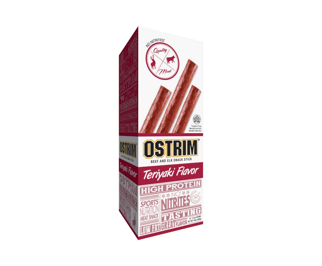 Ostrim Beef & Elk Jerky Snack Sticks-Teriyaki Flavor, 1.5 Oz (Pack Of 10)