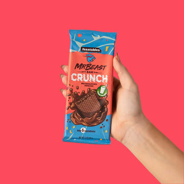 Feastables Milk Chocolate Crunch Bars - Made with Grass-Fed Milk Chocolate and Organic Cocoa. Only 6 Ingredients, 10 Count