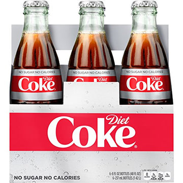 Diet Coke Glass Bottles, 8 Fl Oz, Pack of 24 - Refreshing Cola Beverage, Perfect for Parties and Gatherings