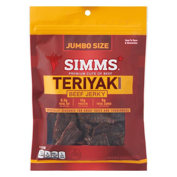 5ImmS Teriyaki Beef Jerky - 5 Oz (142G) (Pack Of 2 10 Oz) | Great For A On-The-Go Snack Post-Workout Snack Charcuterie Boards Tpartyl Or Camping Food