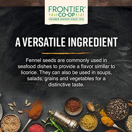 Frontier Co-Op Whole Fennel Seed, 16-Ounce Bulk, Mild Sweet Flavor, Aromatic, Reminiscent Of Licorice, Kosher