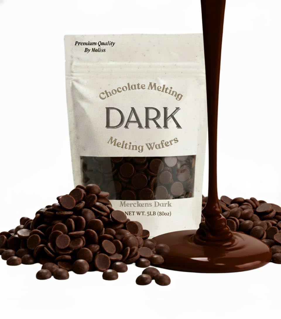 Dark Chocolate Melting Wafers 5Lb - Smooth And Creamy Perfect For Dipping Baking Candy Making And Decorating Desserts - Ideal For Fountains Coating And Molded Chocolates.(Dark 80Oz)
