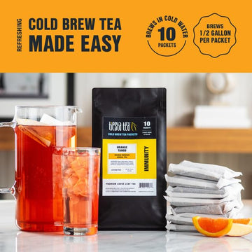 Tiesta Tea - Orange Tango Cold Brew, Premium Loose Leaf Blend, Non-Caffeinated Iced Tea, 10 Cold Brew Tea Packets - Brews One 64