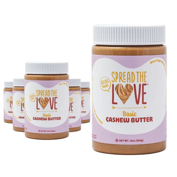 Spread The Love Basic Cashew Butter, 16 Ounce (All Natural, Vegan, Gluten-free, Creamy, No added salt, No added sugar, No palm f