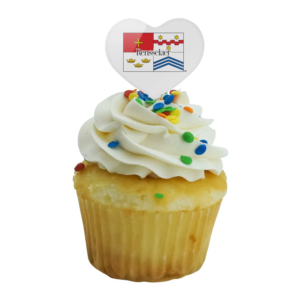 GRAPHICS & MORE Cupcake Picks Set of 6 - Heart Love Design - Acrylic - Rensselaer Polytechnic Institute