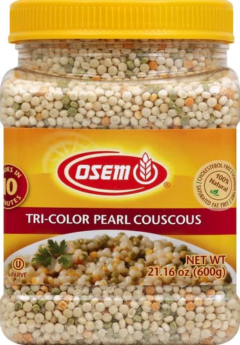 Osem Couscous Pearl Tricolor Can 21, 16 oz