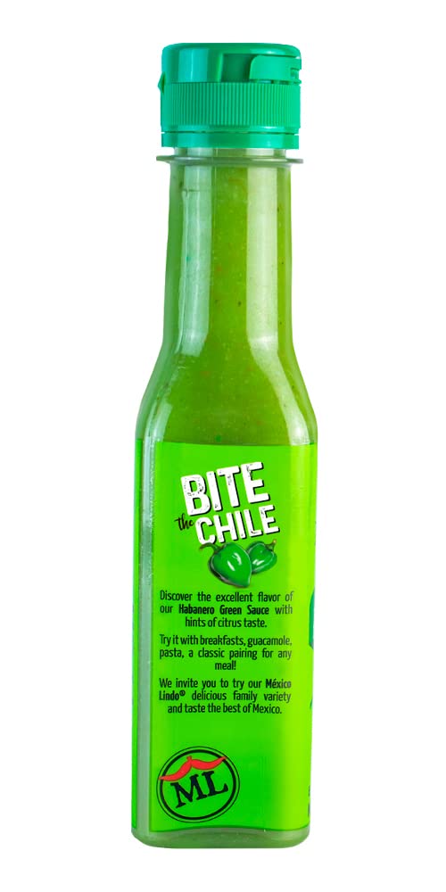 Mexico Lindo Green Habanero Hot Sauce | Real Green Habanero Chili Pepper | 75,900 Scoville Level | Enjoy With Mexican Food, Seafood & Pasta | 5 Fl Oz Bottle (Pack Of 3)