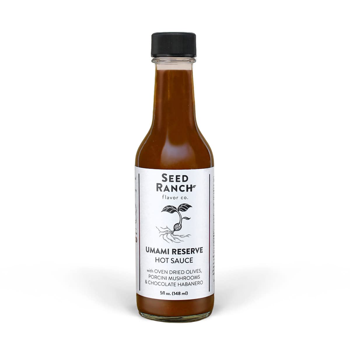 Seed Ranch Umami Reserve Hot Sauce - Spicy Flavor with Oven Dried Olives & Porcini Mushrooms - 5 Fl Oz - Vegan, Non-GMO, Gluten-Free