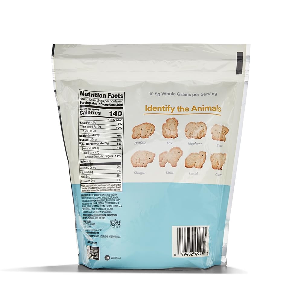 365 By Whole Foods Market, Cookie Animal Whole Grain Honey Cinnamon Organic, 11 Ounce