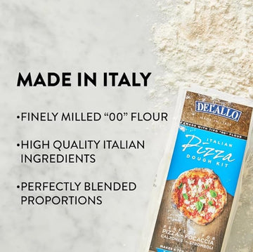 Delallo, Italian Pizza Dough Mix Kit, Includes Yeast, 17.6 Ounce Bag, 2 Pack, Hand-Tossed Pizza Crust Mix For Garlic Knots, Calzones, & Breadsticks