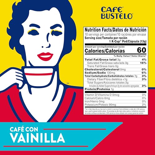 Caf Bustelo Sweet & Creamy Caf con Vainilla Flavored Coffee, 60 Keurig K-Cup Pods