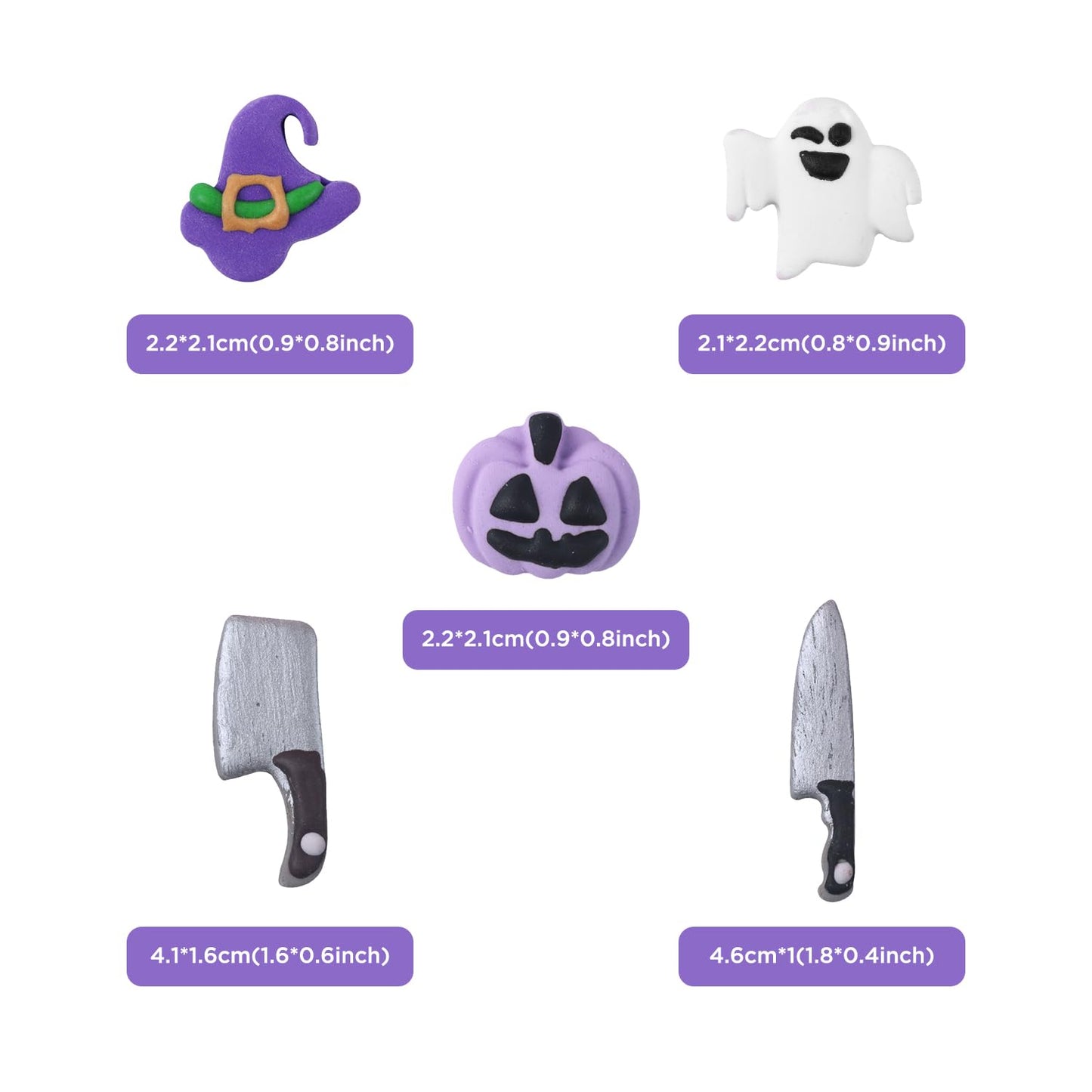 Edible Halloween Cake Decorations 27 Count Royal Icing Toppers for Cakes Cookies Cupcakes - Pumpkin Ghost Witch Hat cutting tool Axe Icing Decoration - Spooky Baking Supplies for Halloween Party
