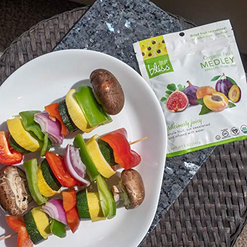 Fruit Bliss Dried Fruit Mix – Fruit Medley Of Organic, Dried & Pitted Apricots, Plums & Figs - Organic Fruit Snacks, Dried Fruit Snacks, Resealable Pouches, Gluten-Free Vegan Snacks (6 Pack, 5 Oz)