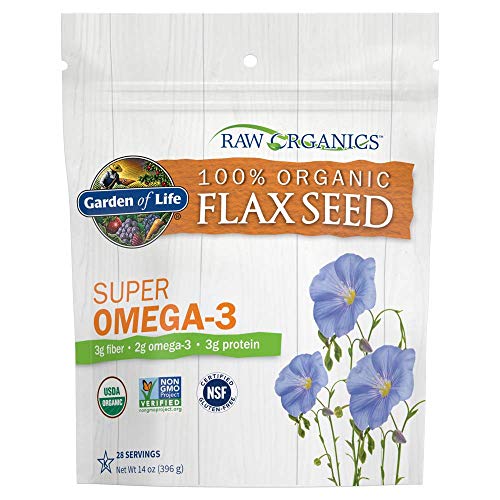 Garden of Life 100% Organic Ground Flax Seed, Cold Milled Premium Golden Flaxseed Meal for Women and Men, 2g Omega 3, Lignans, 3