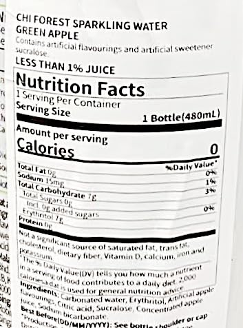 Green Apple Sparkling Water, Zero Sugar, Zero Calories, 480Ml, 6-Pack