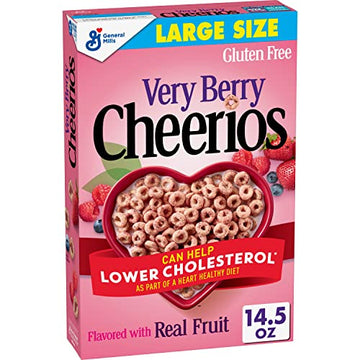Very Berry Cheerios Cereal, Limited Edition Happy Heart Shapes, Heart Healthy Cereal With Whole Grain Oats, Large Size, 14.5 Oz