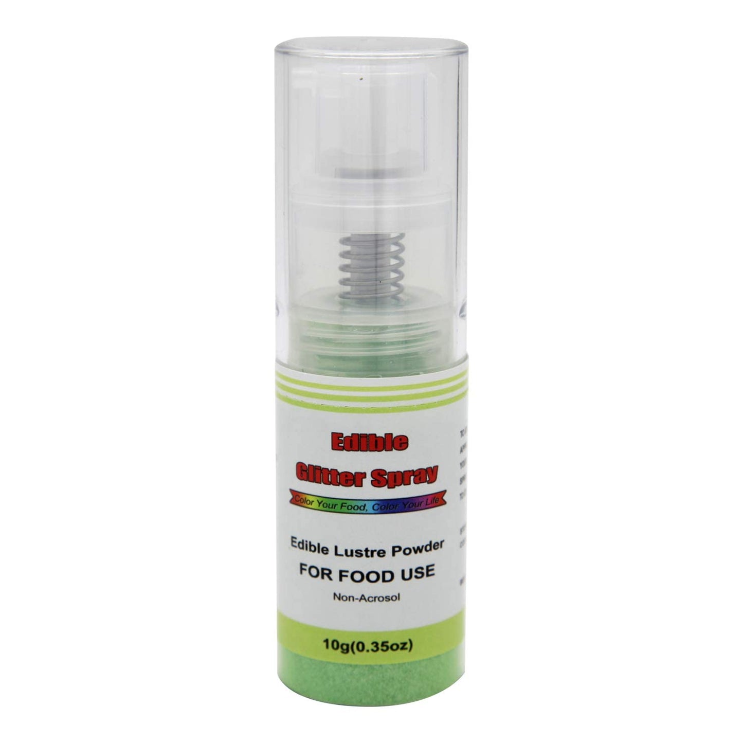 Edible Glitter Spray( Green ), Non Aerosol Food Coloring Lustre Powder, Food Grade Sparkling Dust Push Pump For Decorating Cupcake, Fondant, Cookie, Frosting, Gum Paste, 0.35 Oz.