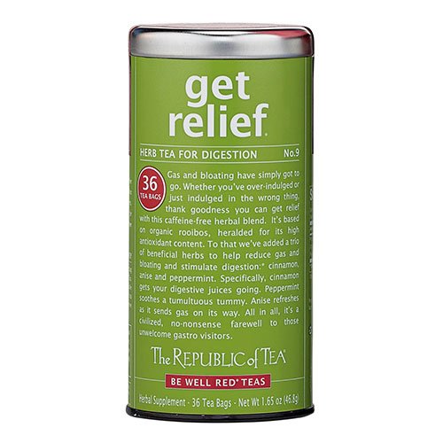 The Republic of Tea Get Relief Tea, 36-Count, Pack of 1, Herbal Tea, Caffeine-Free