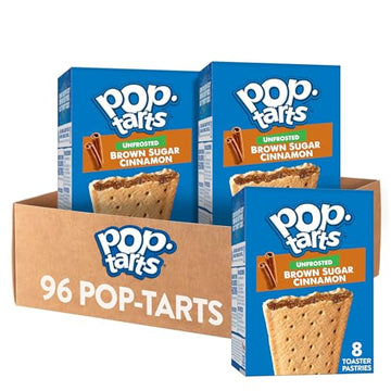 Pop-Tarts Toaster Pastries, Breakfast Food And Kids Snacks, Unfrosted Brown Sugar Cinnamon, 10.15Lb Case (96 Count)