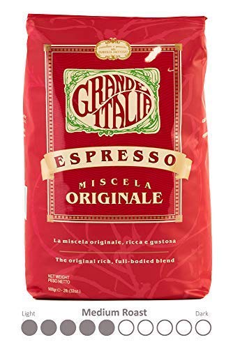 Grande Italia Whole Bean Espresso, Miscela Originale, Small Batch Artisan Roasted 2Lb