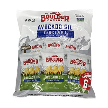 Boulder Canyon Avocado Oil Sea Salt Potato Chips 6 Count, 1.25 Oz