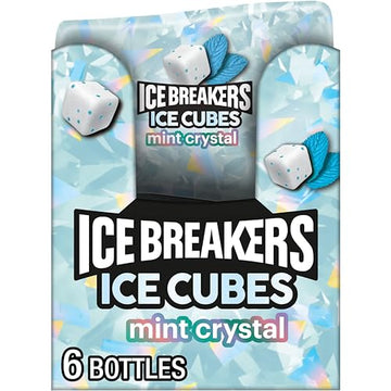 Ice Breakers Ice Cubes Mint Crystal Sugar Free Chewing Gum Made With Xylitol 3.24 Oz Bottles (6 Count 40 Pieces)